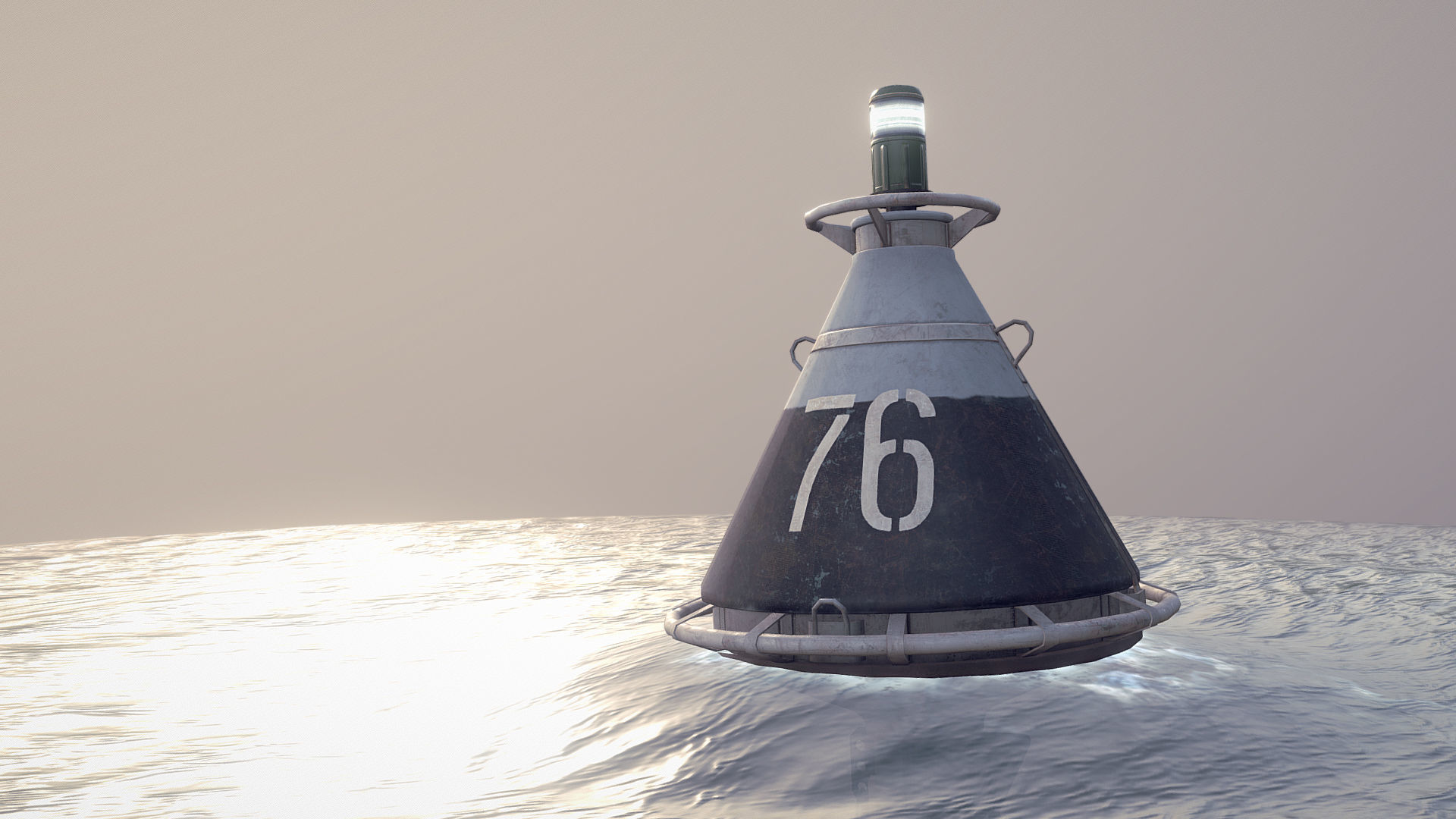 Buoy River RB-4-01 Left Drift Mark Low-poly 3D model_4