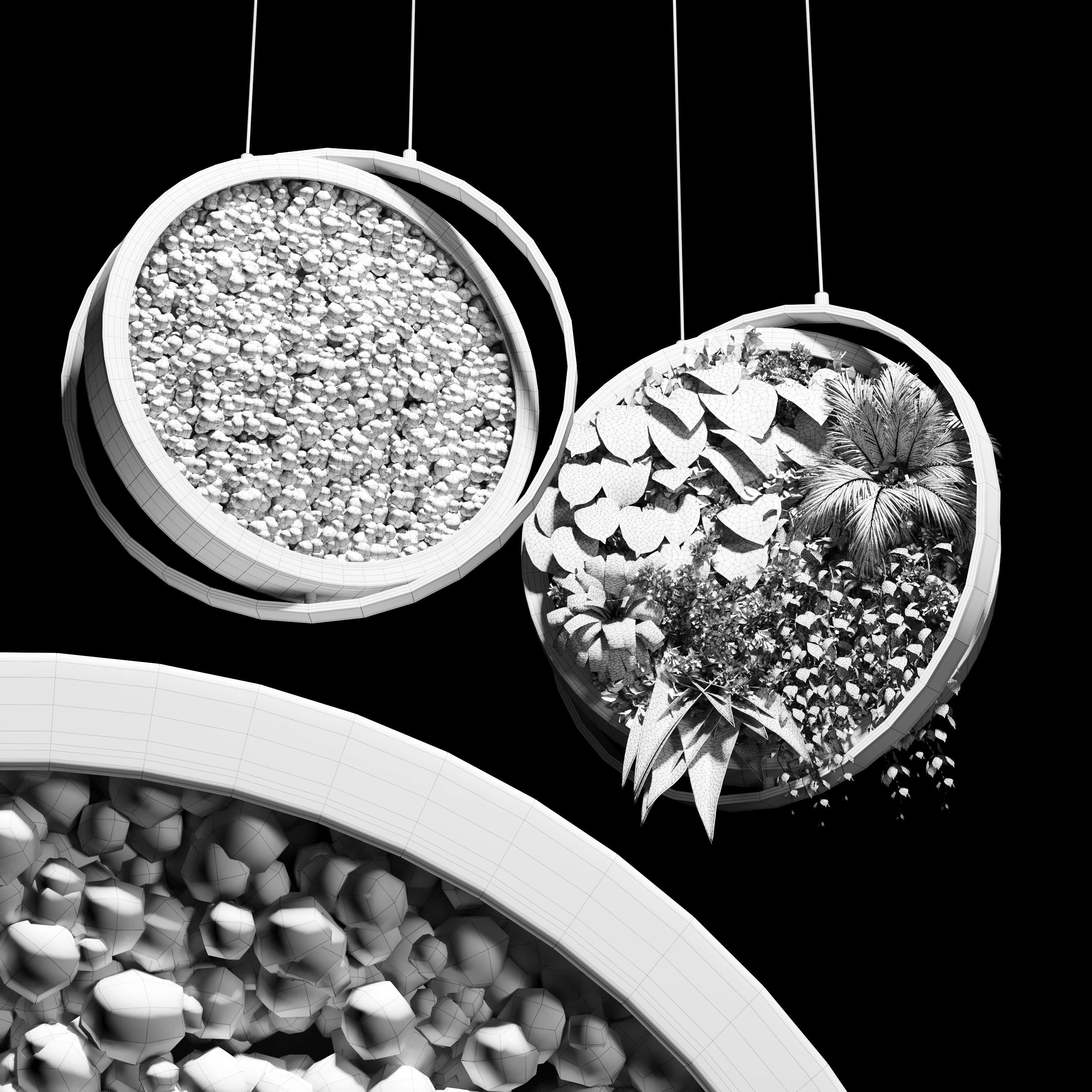 hanging garden and hanging moss in wooden frame 218 3D model_3