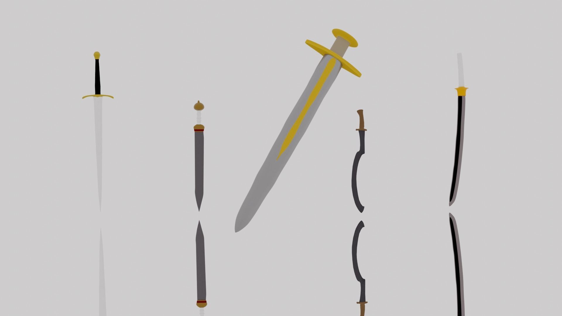 3D model Sword pack low poly game ready rigged VR / AR / low-poly ...
