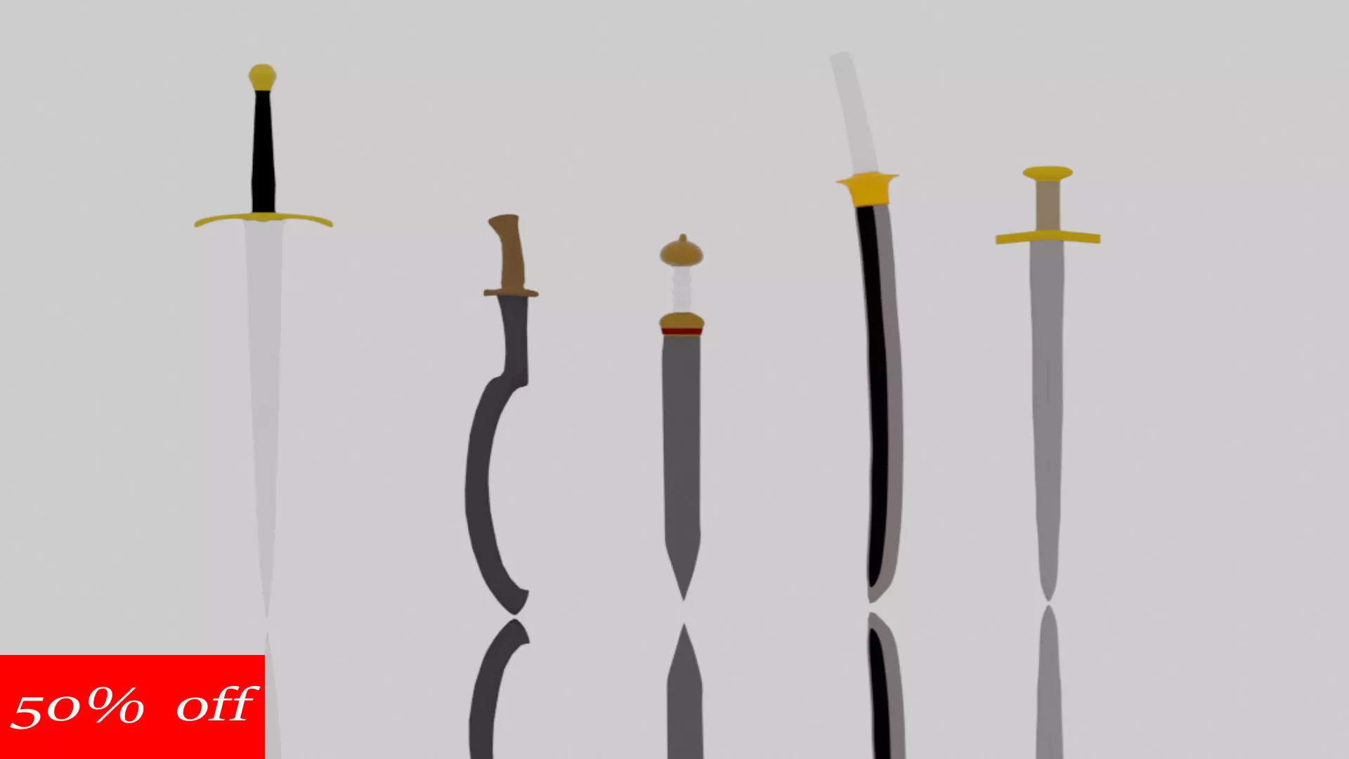 3D model Sword pack low poly game ready rigged VR / AR / low-poly ...