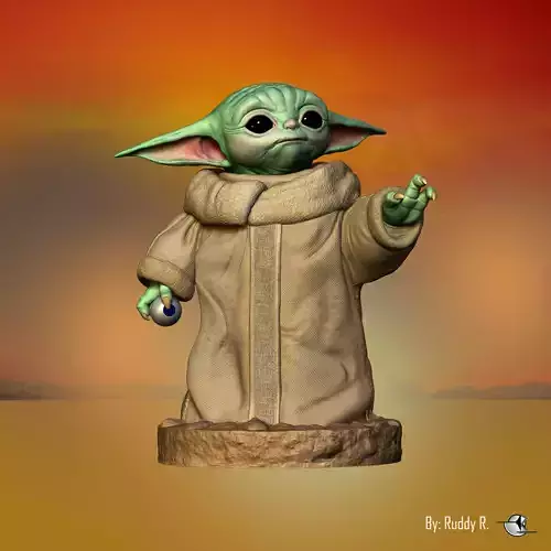 grogu baby yoda statue 3D print model