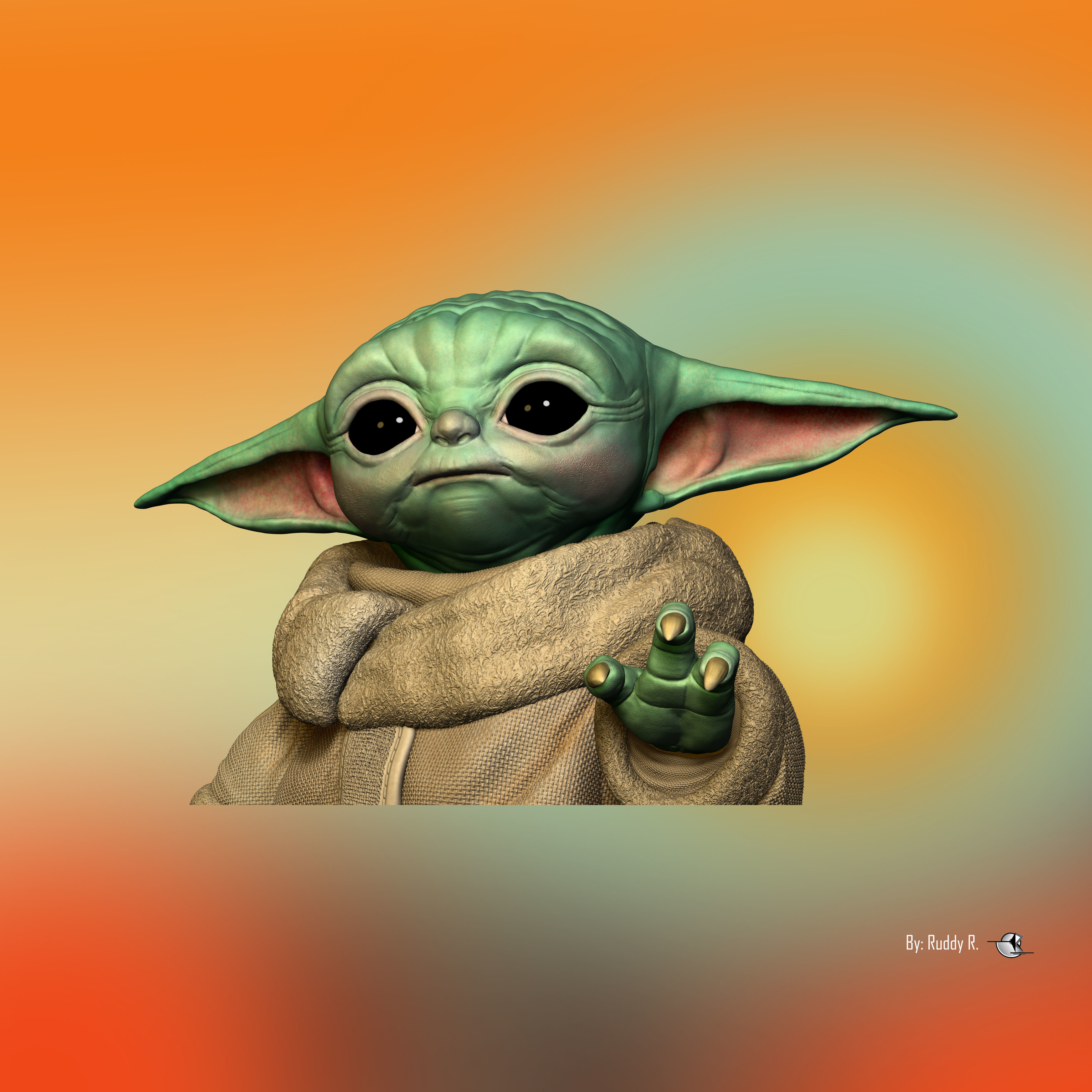 grogu baby yoda statue 3D print model_3