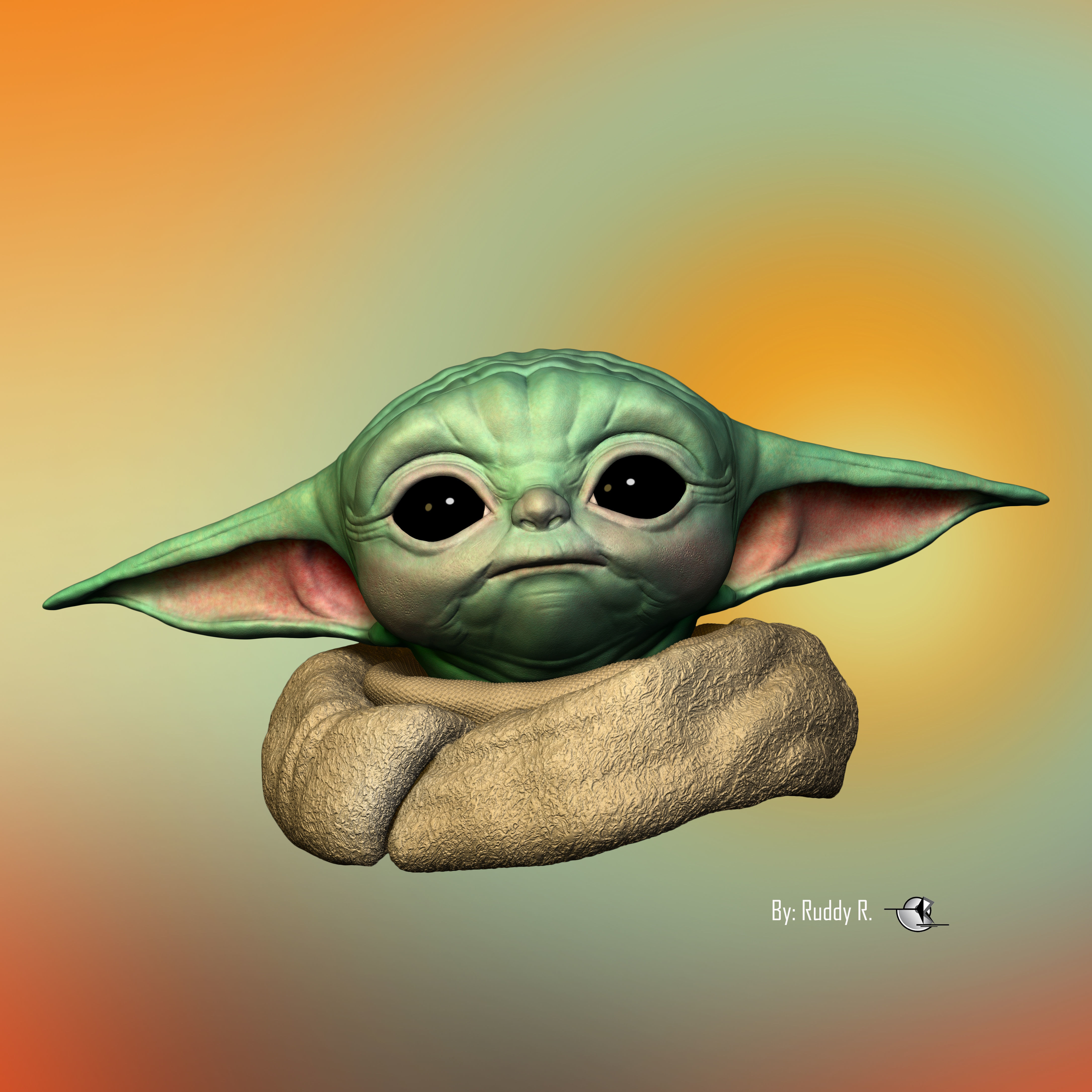 grogu baby yoda statue 3D print model_4