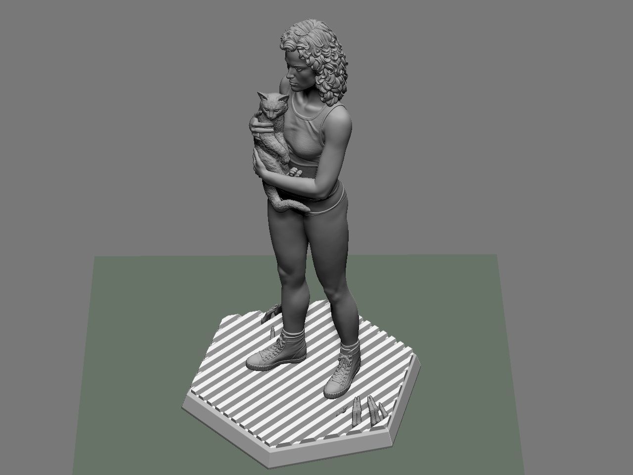 Ripley statue of woman holding cat 3D print model_51