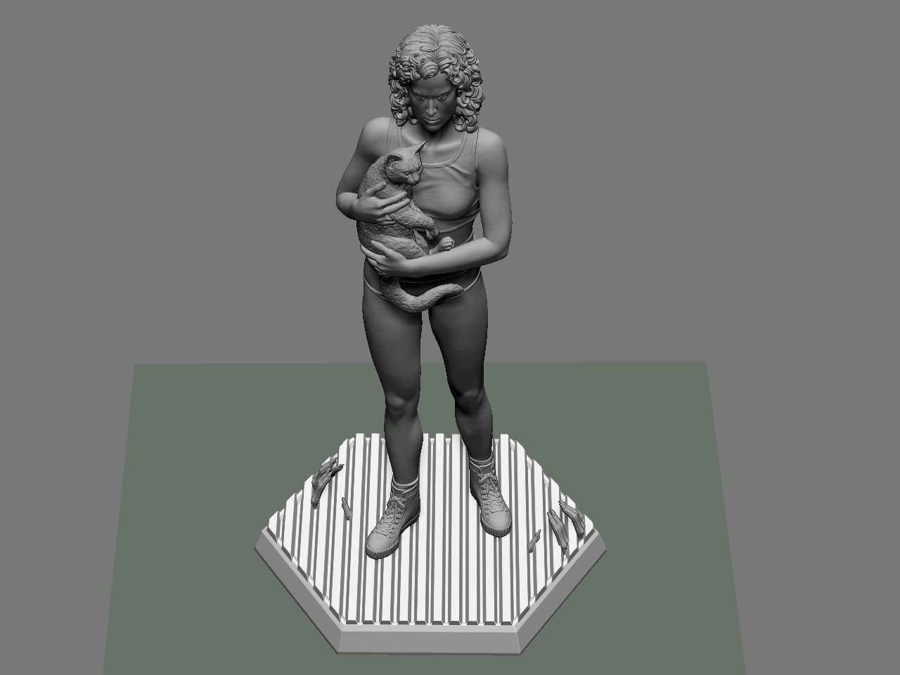 Ripley statue of woman holding cat 3D print model_49