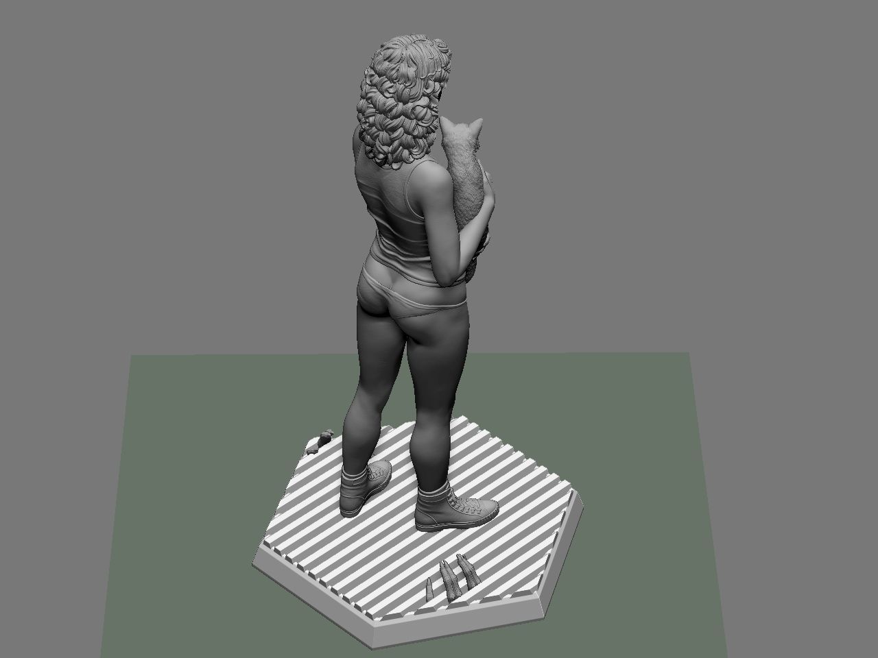 Ripley statue of woman holding cat 3D print model_59