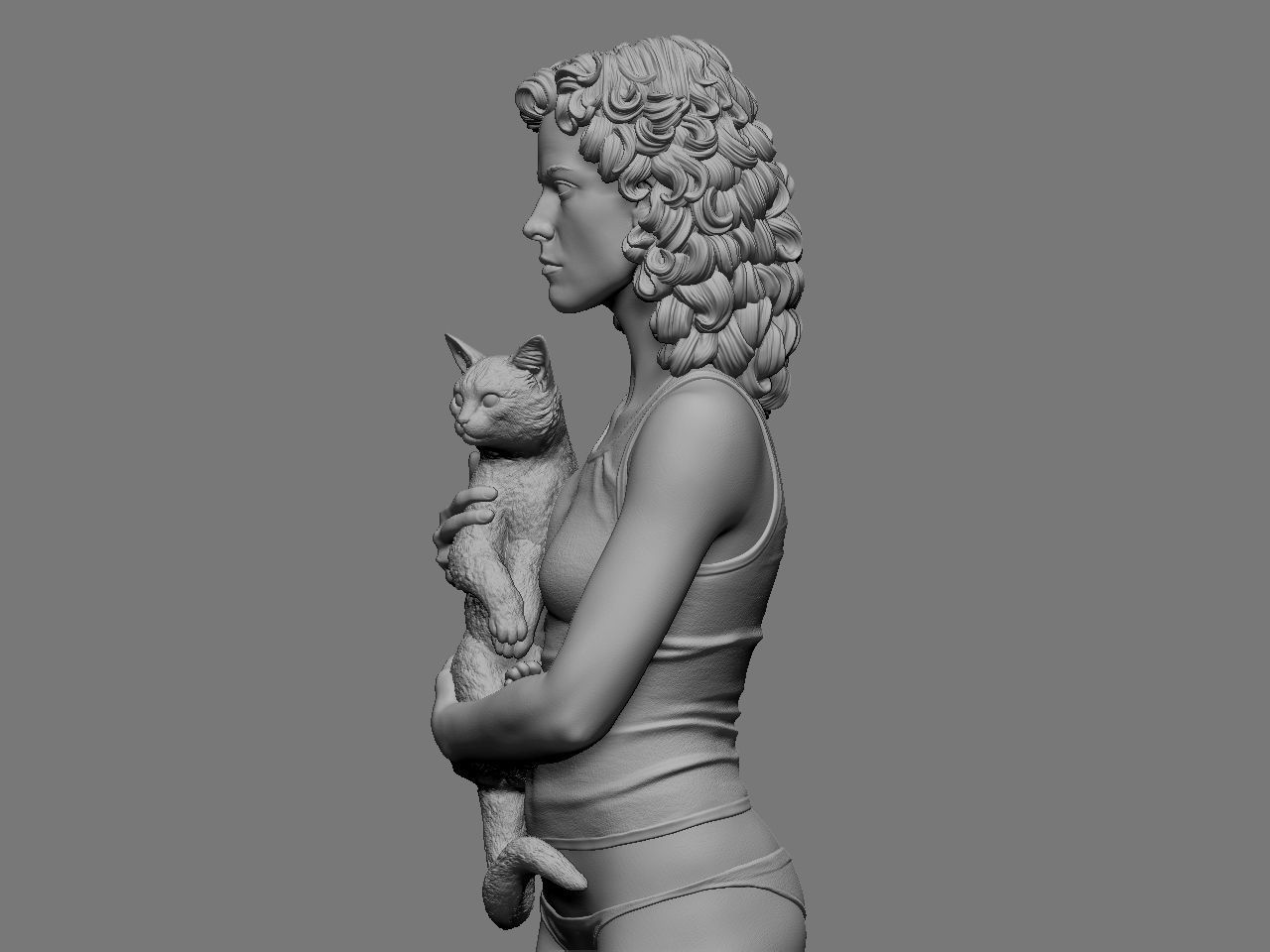 Ripley statue of woman holding cat 3D print model_21