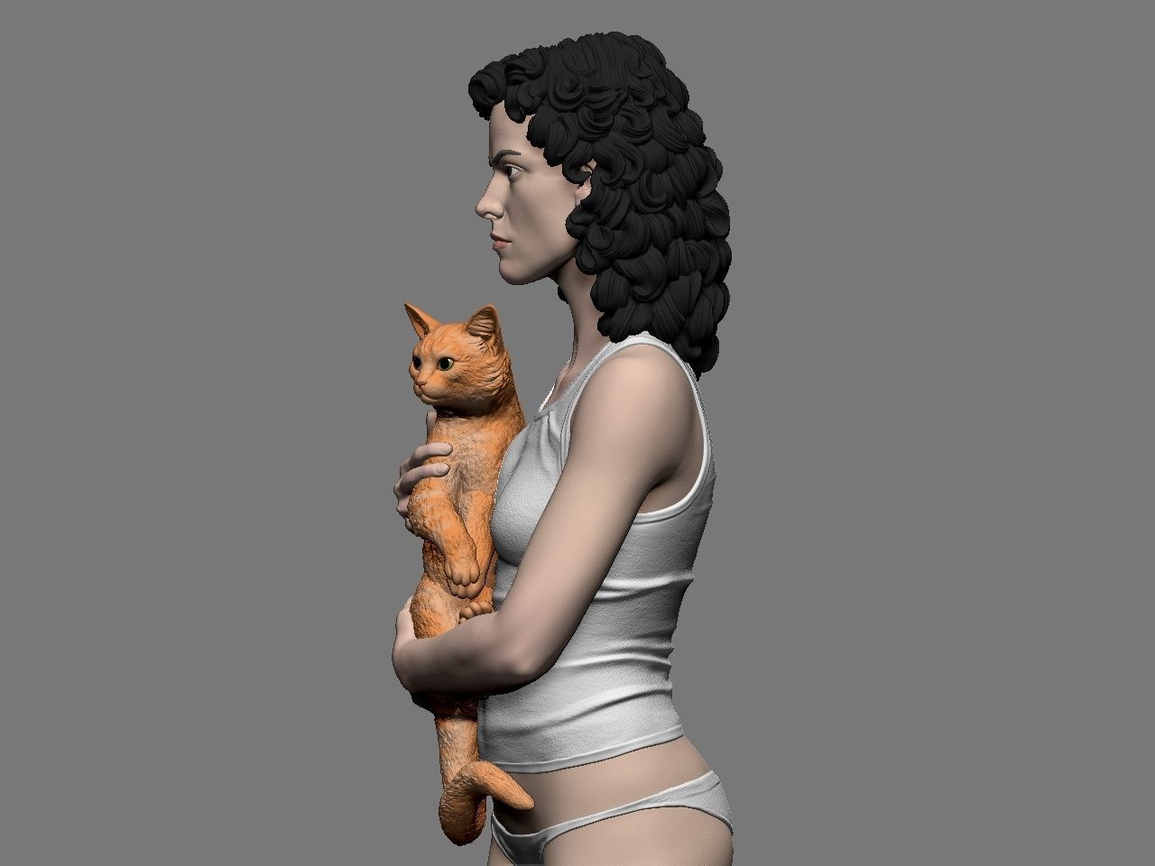 Ripley statue of woman holding cat 3D print model_20