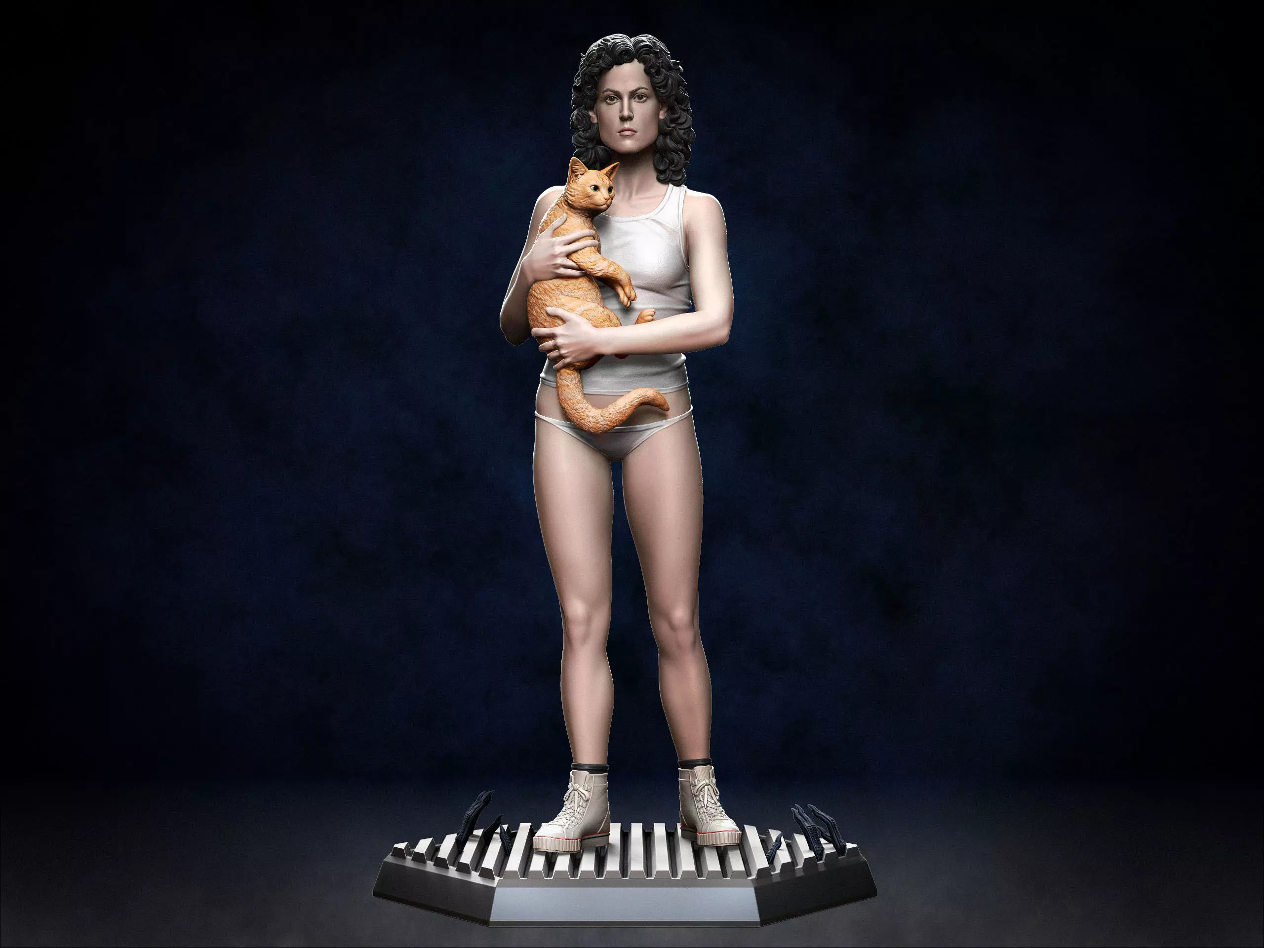 Ripley statue of woman holding cat 3D print model_0