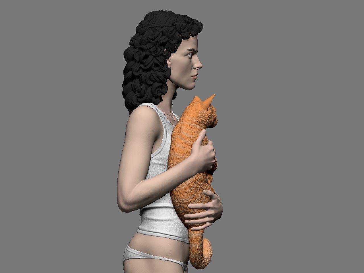Ripley statue of woman holding cat 3D print model_28