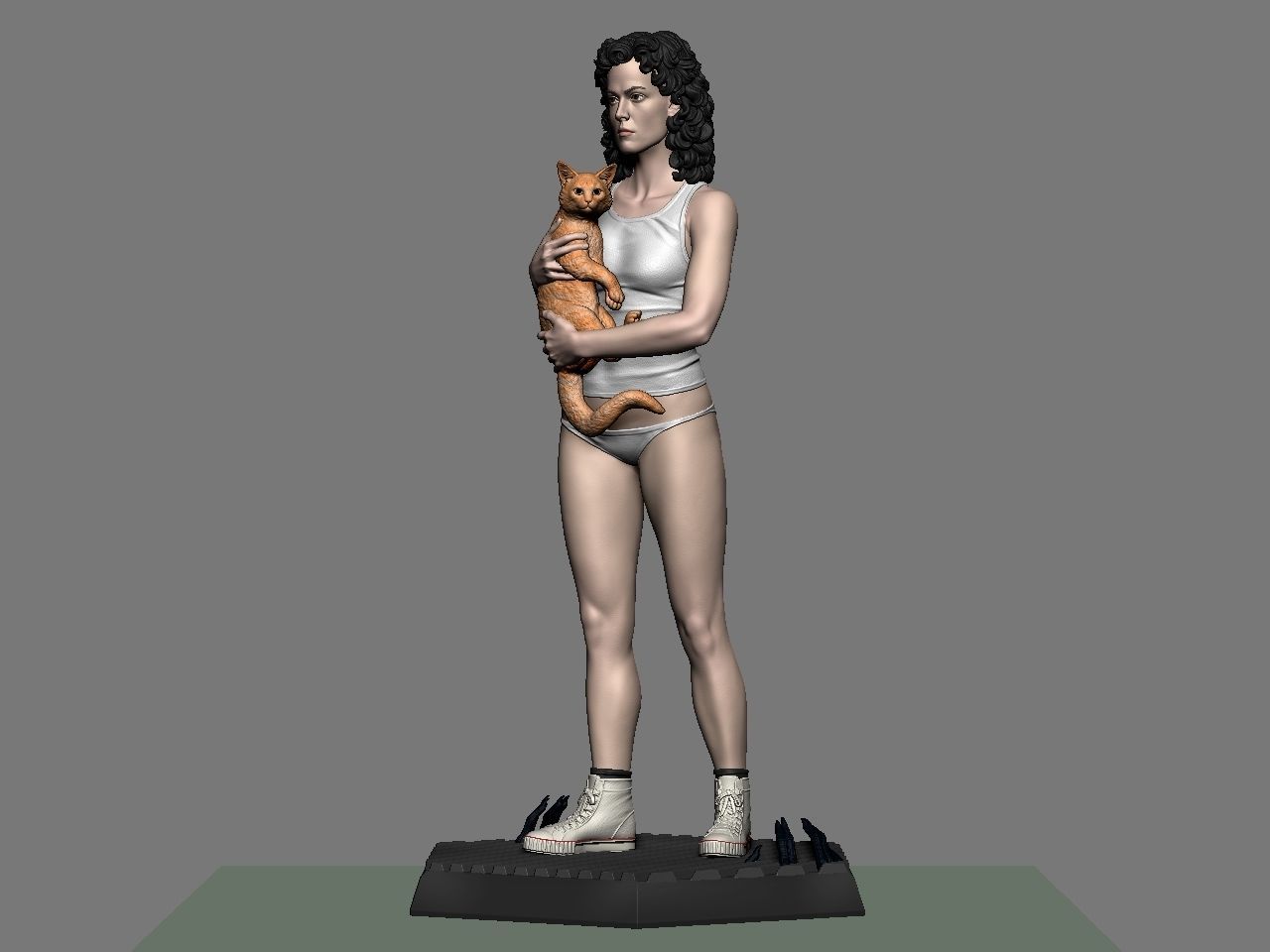Ripley statue of woman holding cat 3D print model_2