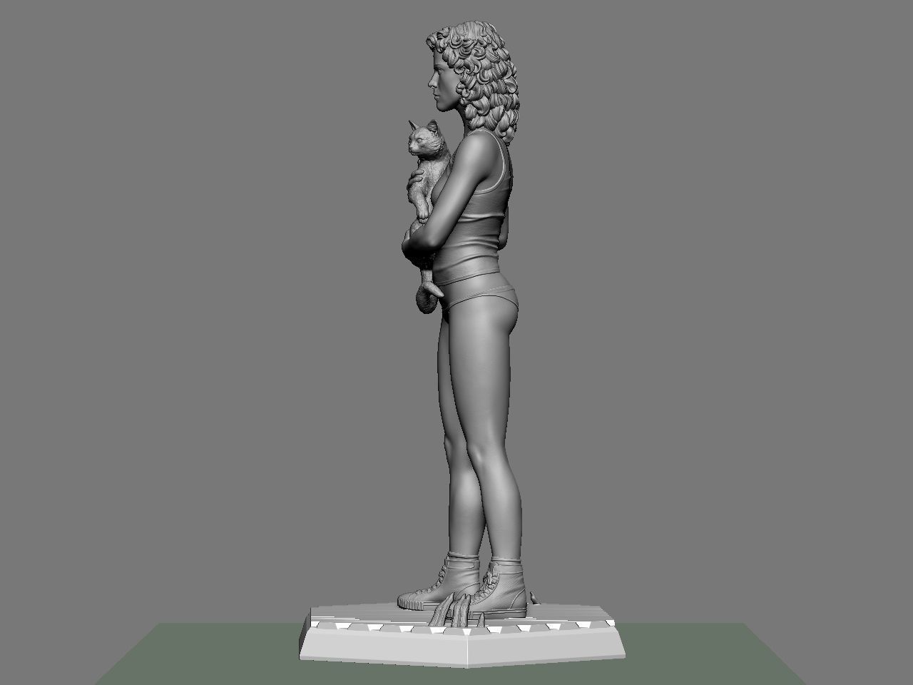 Ripley statue of woman holding cat 3D print model_5
