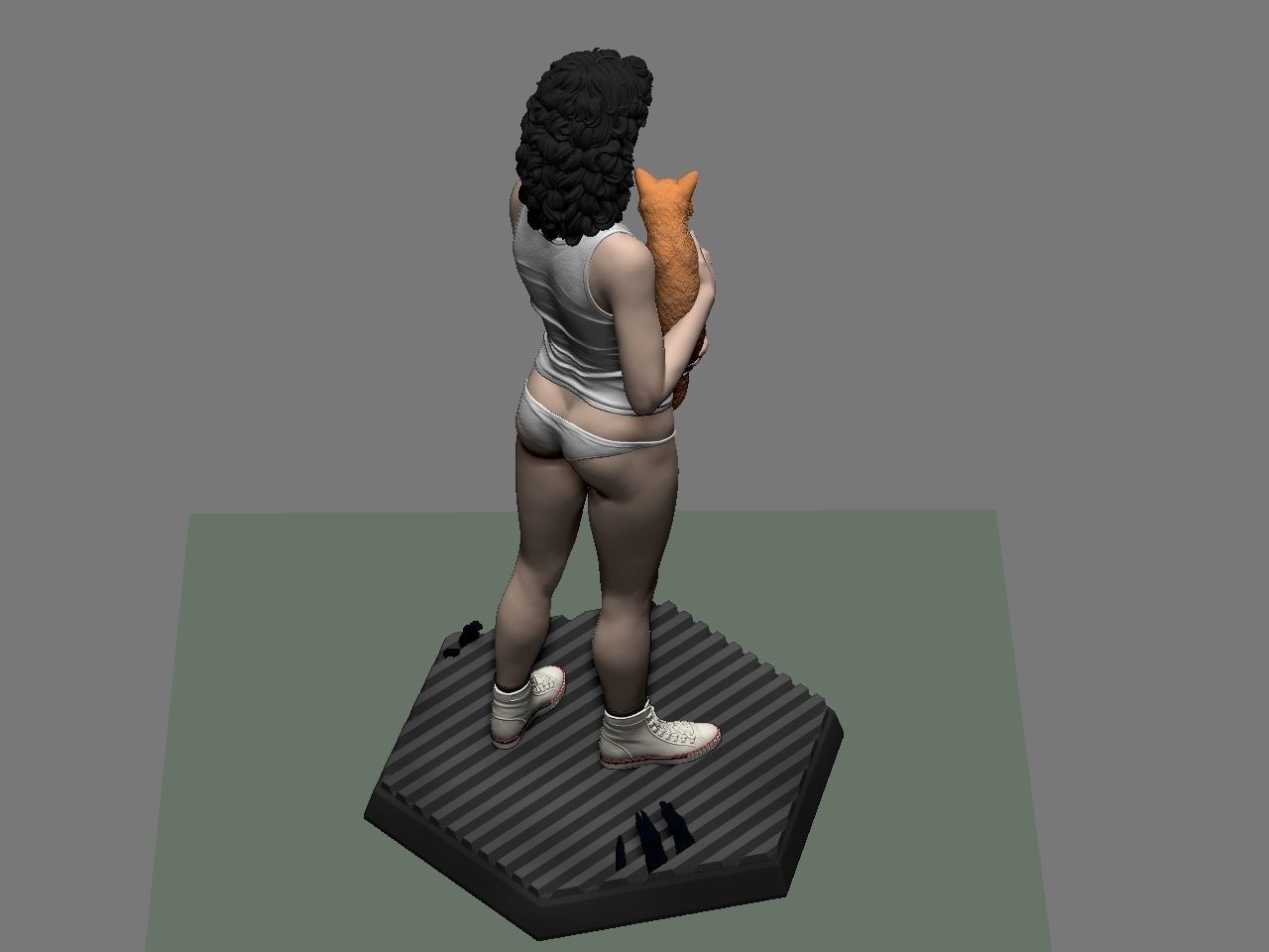 Ripley statue of woman holding cat 3D print model_58