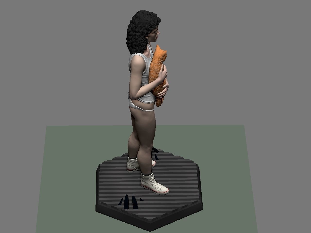 Ripley statue of woman holding cat 3D print model_60