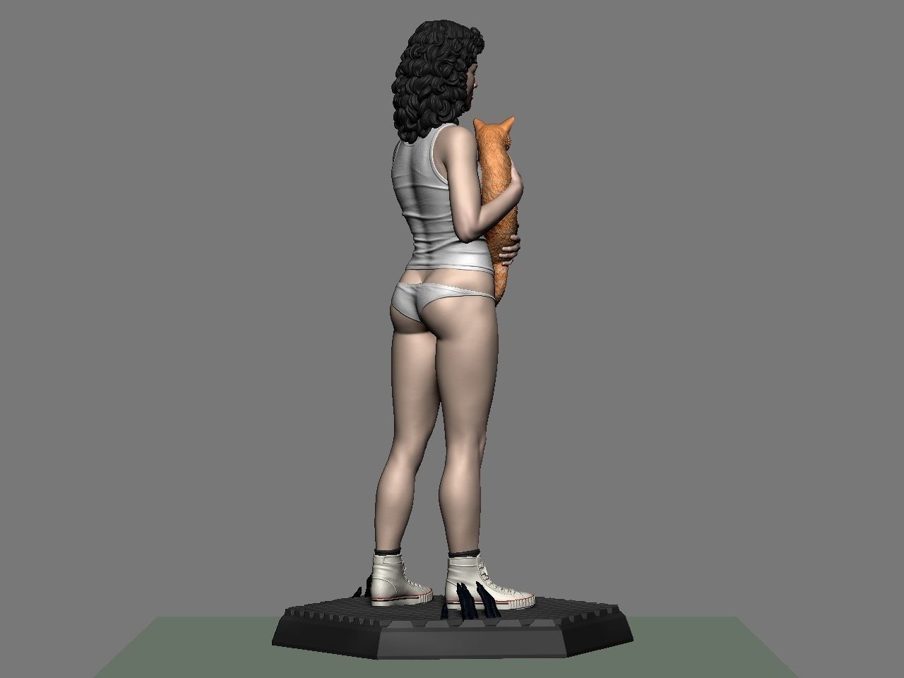 Ripley statue of woman holding cat 3D print model_10