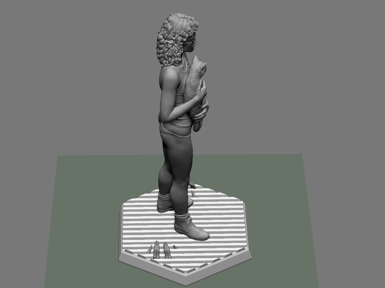 Ripley statue of woman holding cat 3D print model_61
