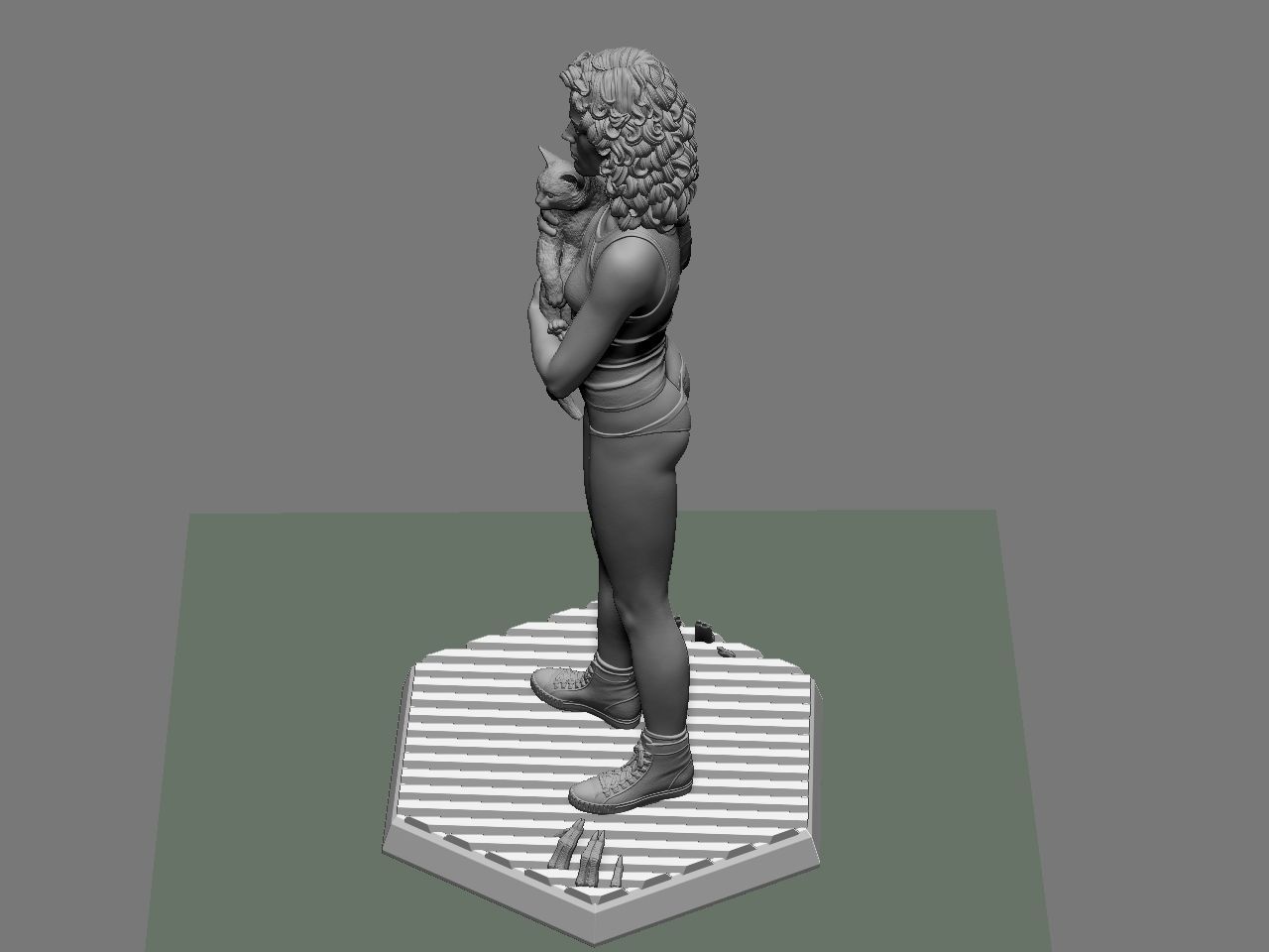 Ripley statue of woman holding cat 3D print model_53