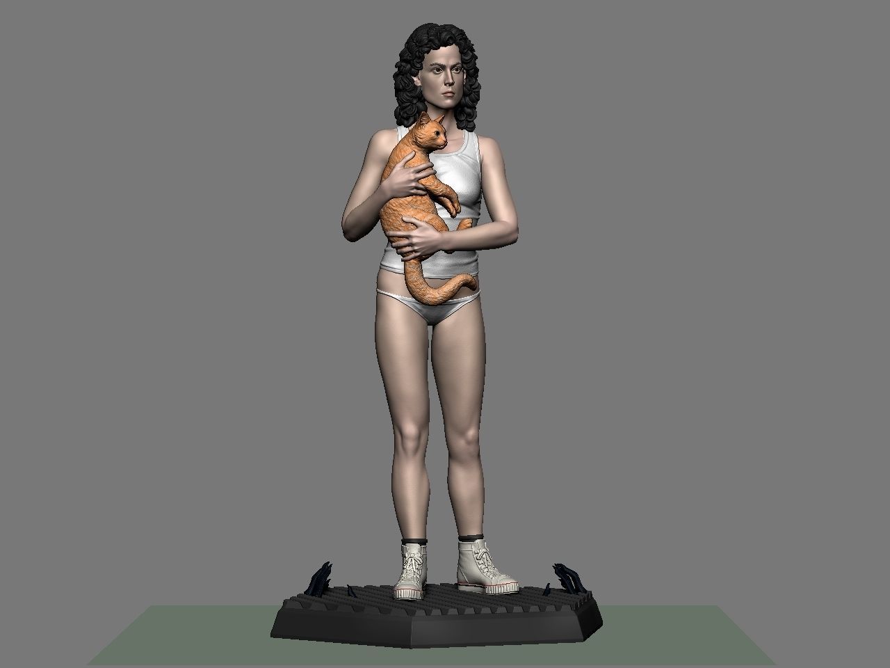Ripley statue of woman holding cat 3D print model_14
