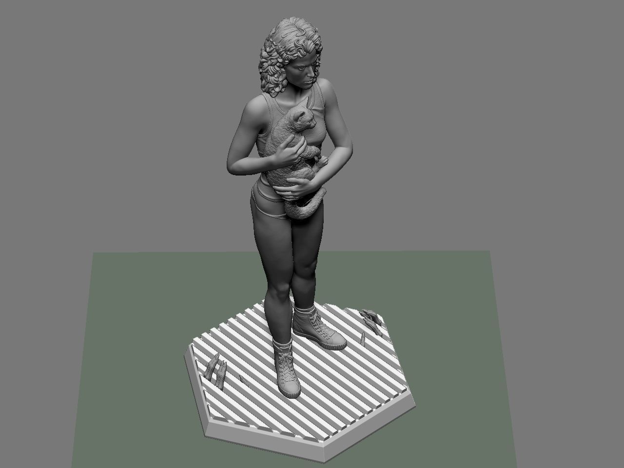 Ripley statue of woman holding cat 3D print model_63