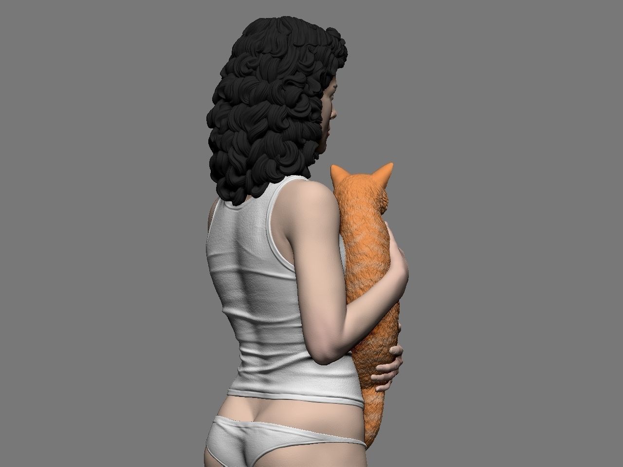 Ripley statue of woman holding cat 3D print model_26