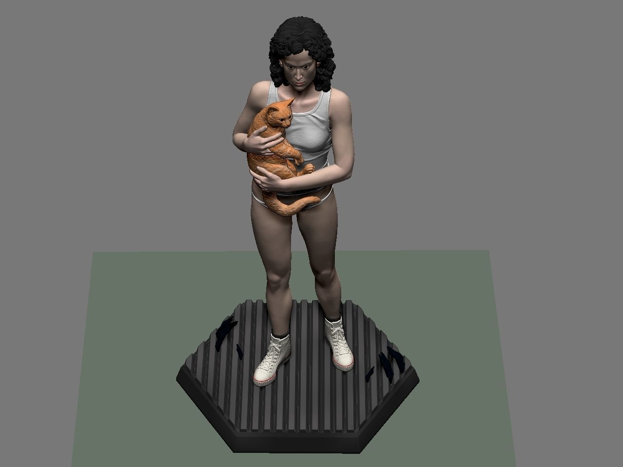 Ripley statue of woman holding cat 3D print model_48