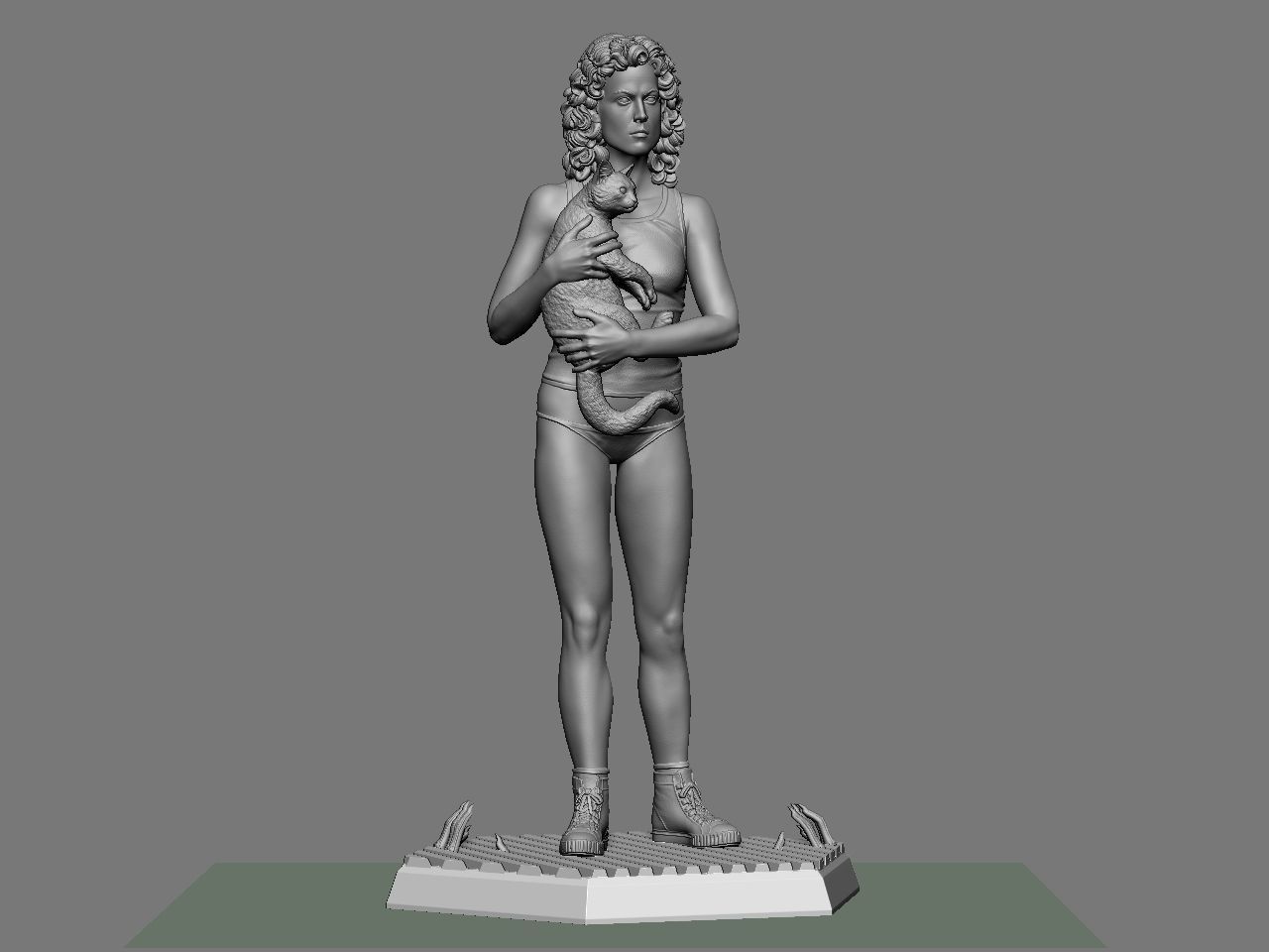 Ripley statue of woman holding cat 3D print model_15
