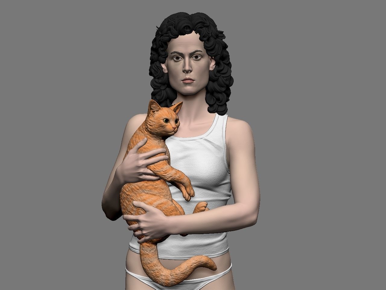 Ripley statue of woman holding cat 3D print model_16