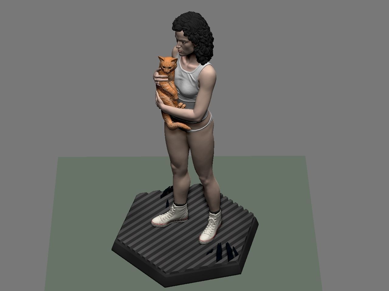 Ripley statue of woman holding cat 3D print model_50