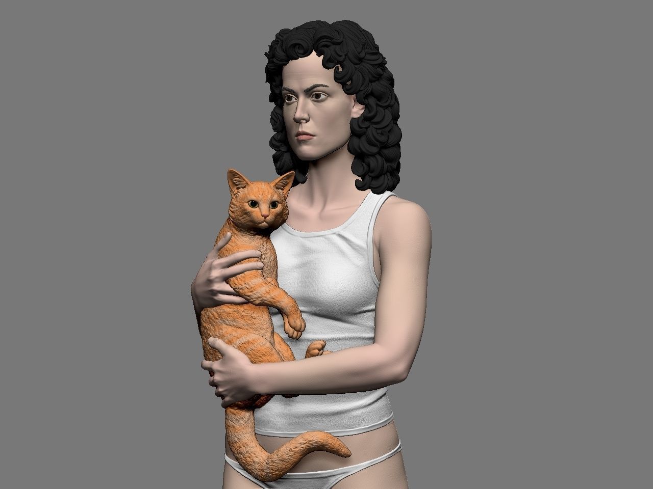 Ripley statue of woman holding cat 3D print model_18