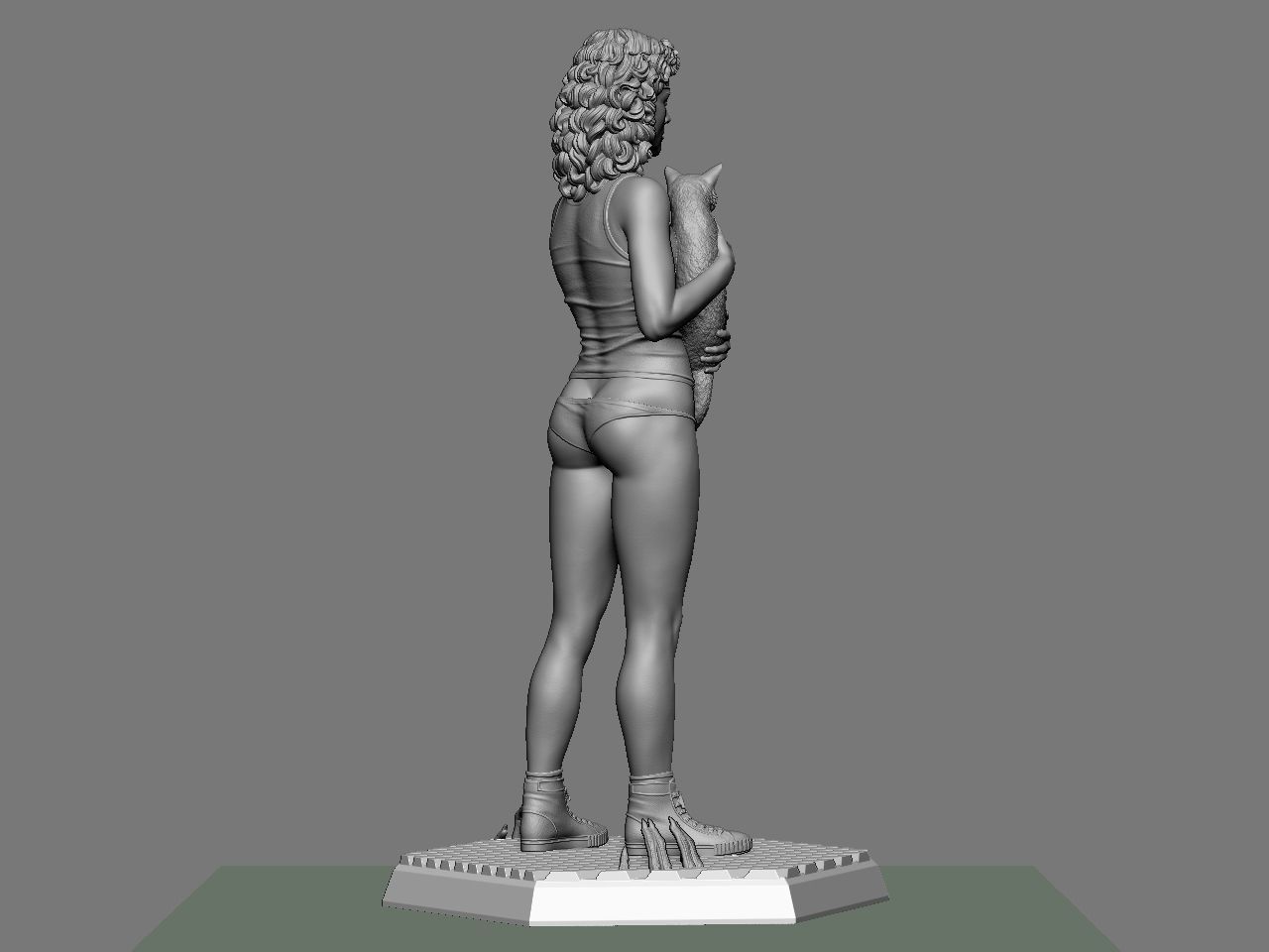 Ripley statue of woman holding cat 3D print model_11