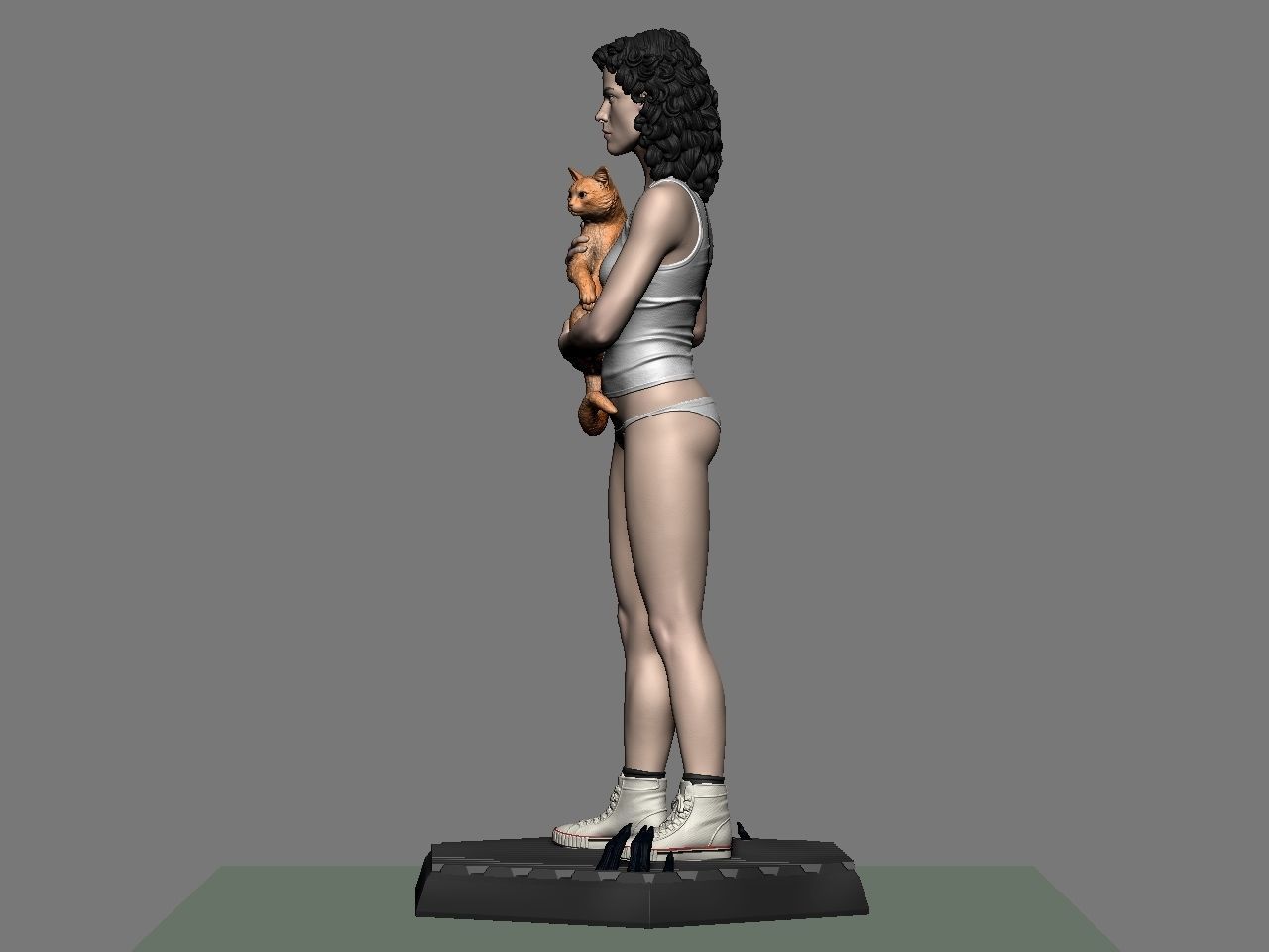 Ripley statue of woman holding cat 3D print model_4