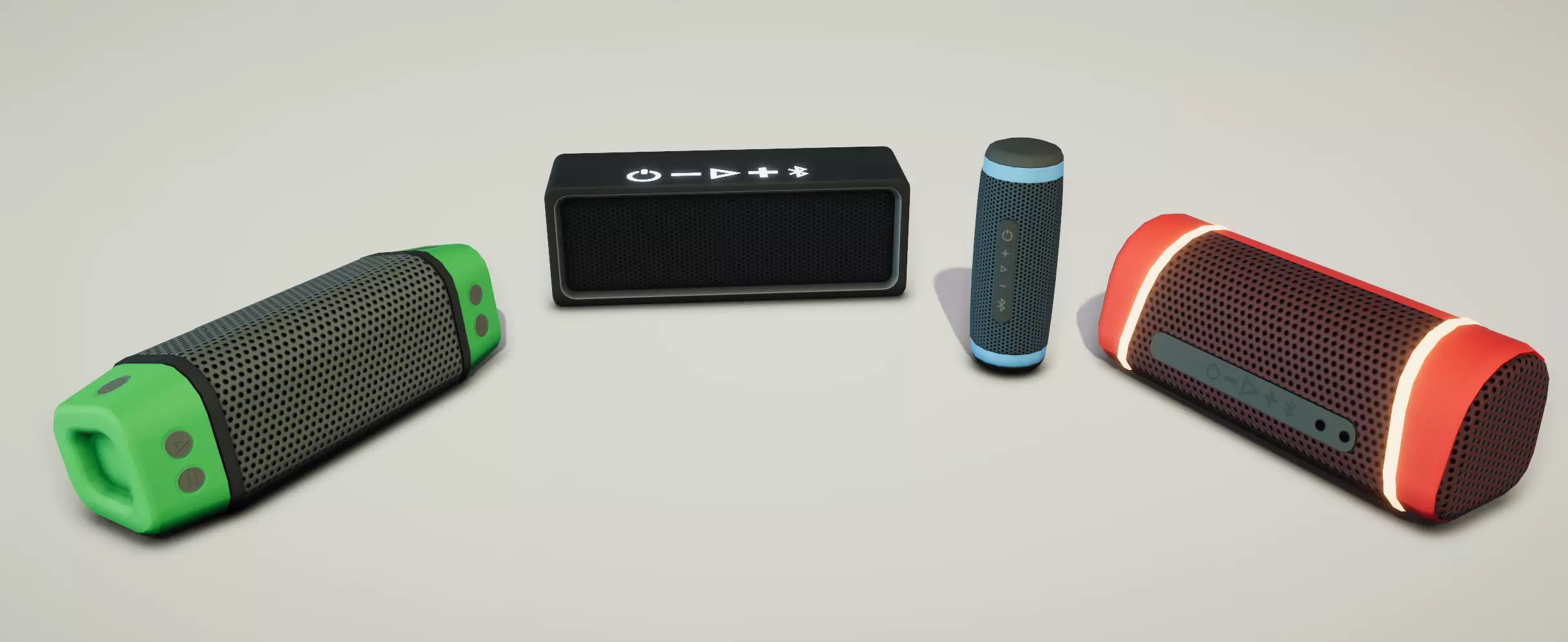 Bluetooth Speaker Pack Low-poly 3D model_0