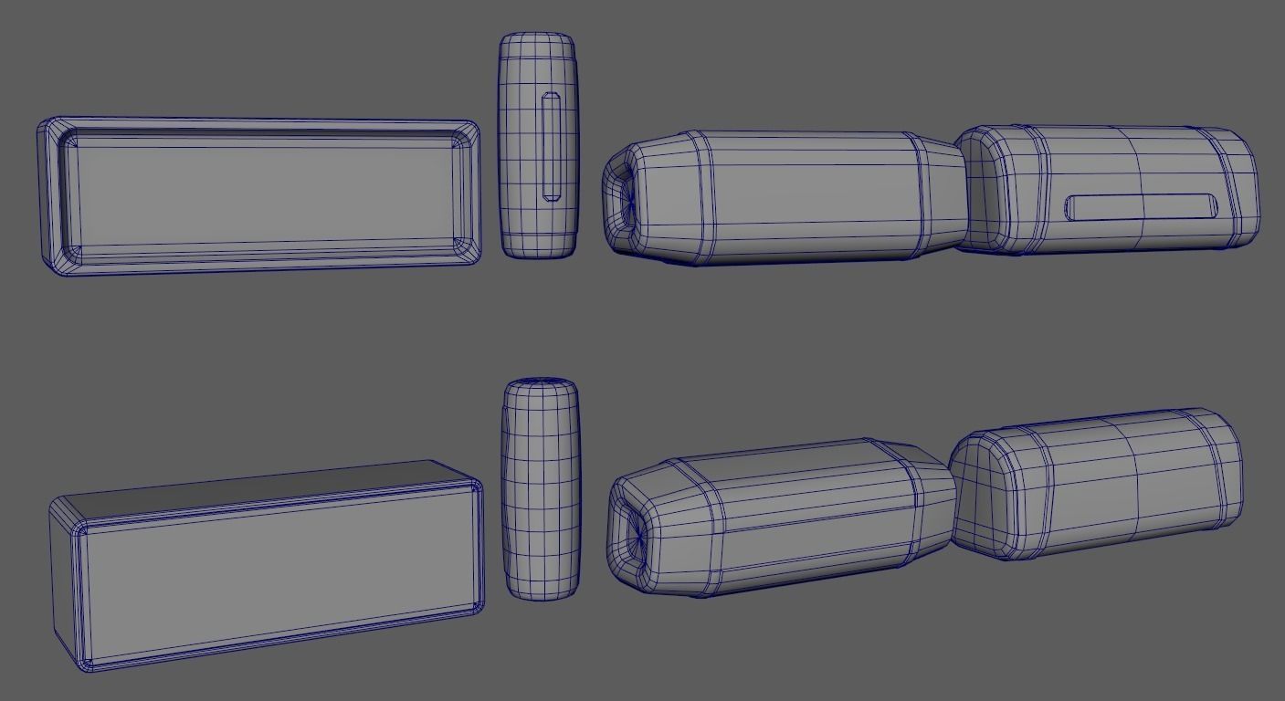 Bluetooth Speaker Pack Low-poly 3D model_5