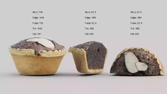 Chocolate Tart  Low-poly 3D model