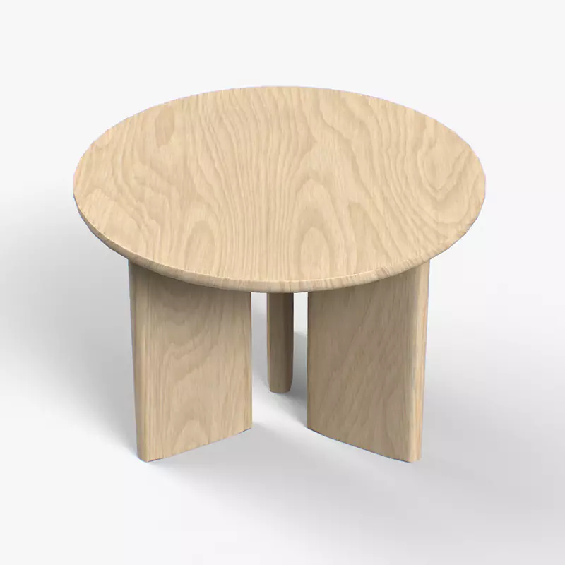 Morro low Table in medium oak Low-poly 3D model_0