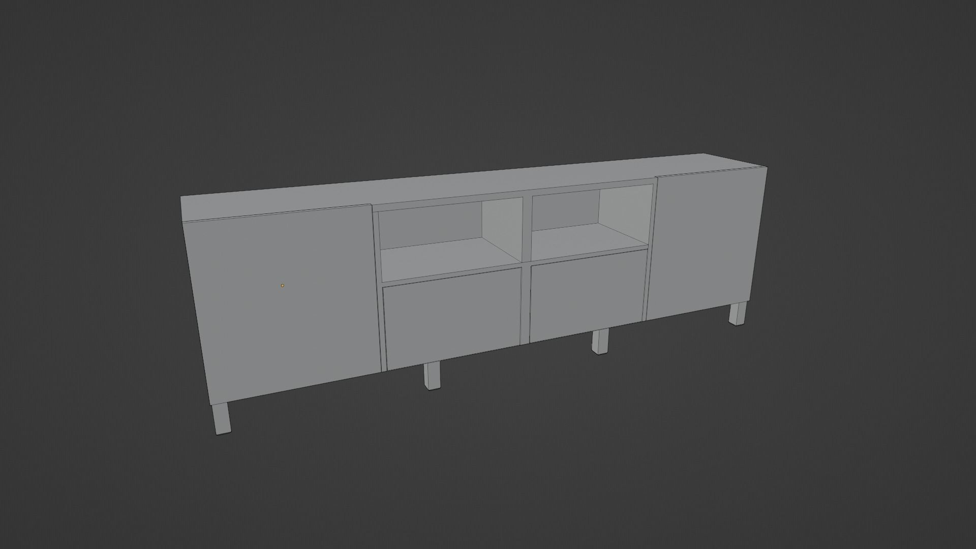 TV Bench Low-poly 3D model_7