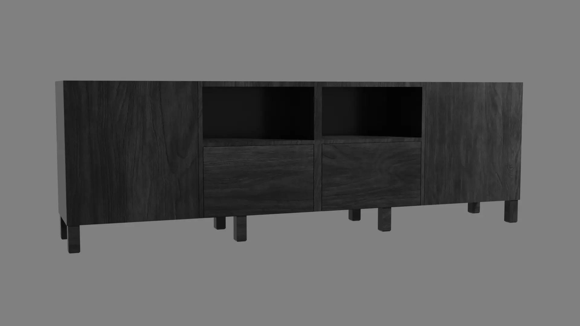 TV Bench Low-poly 3D model_0