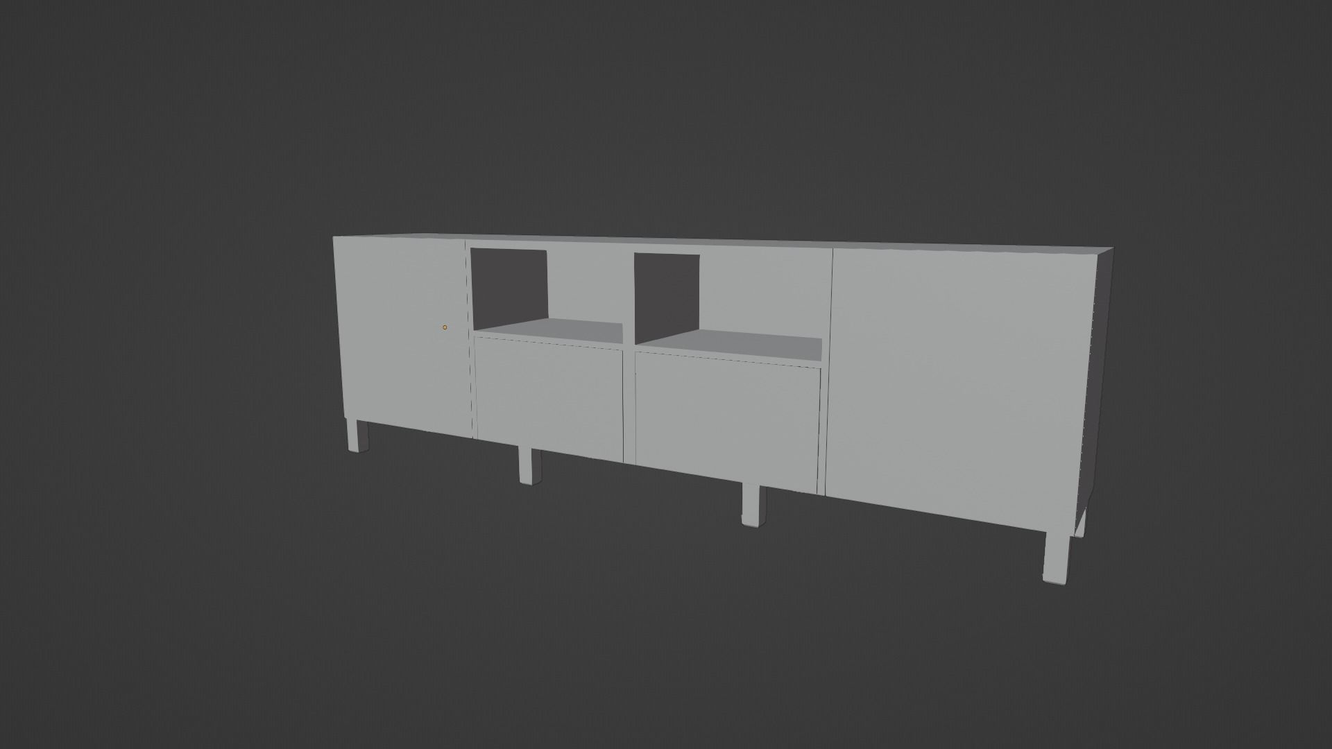 TV Bench Low-poly 3D model_4