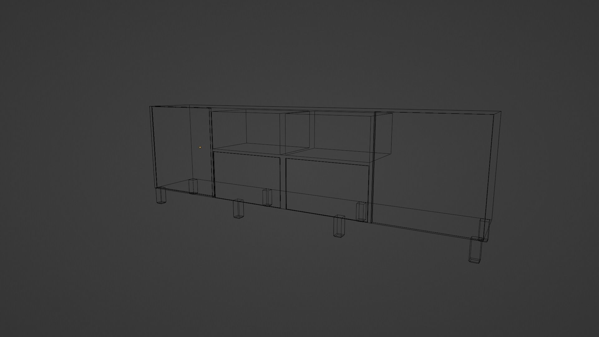 TV Bench Low-poly 3D model_5