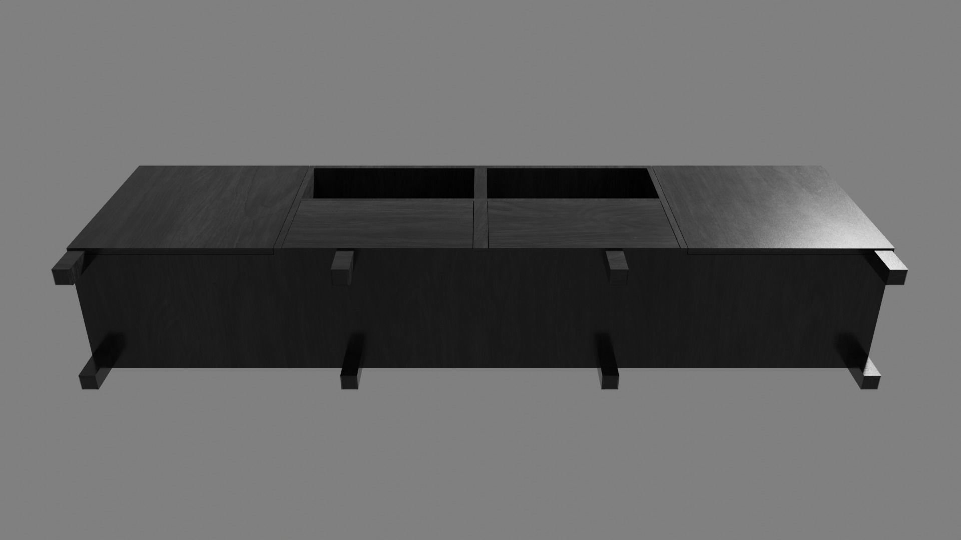 TV Bench Low-poly 3D model_3
