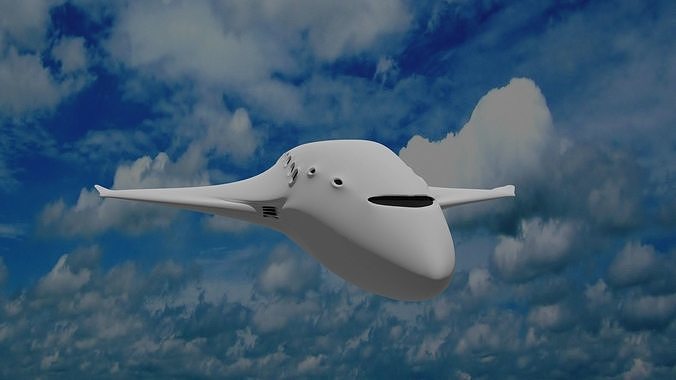 Airplane flying in sky with clouds 3D model