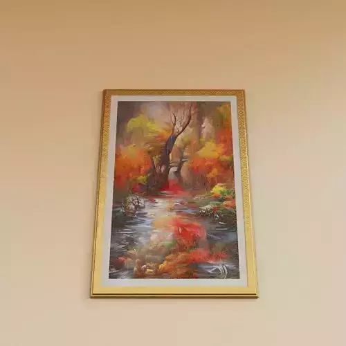 Framed Nature Oil Painting 1 Low-poly 3D model