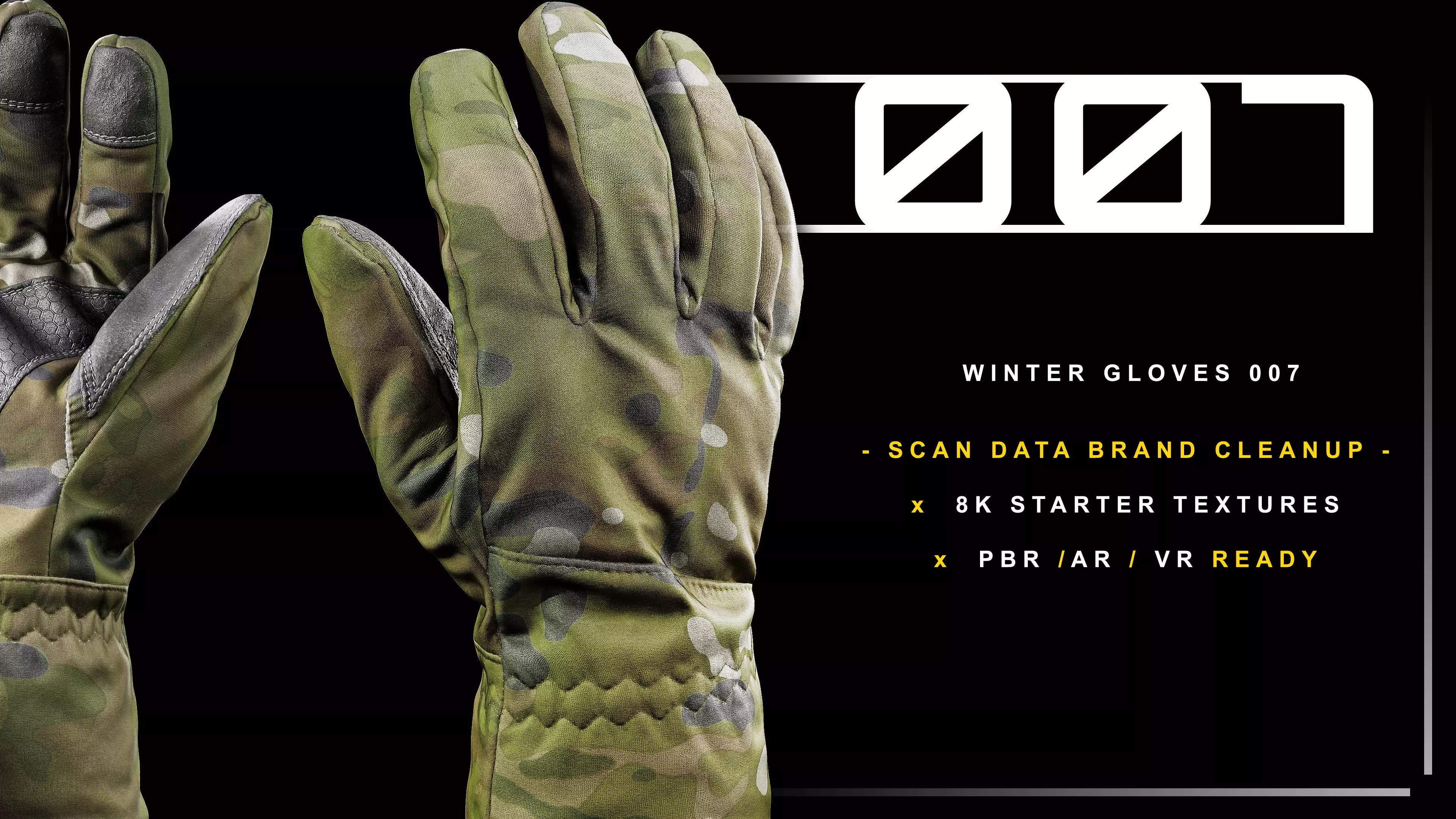 Winter Gloves 007 Low-poly 3D model_0