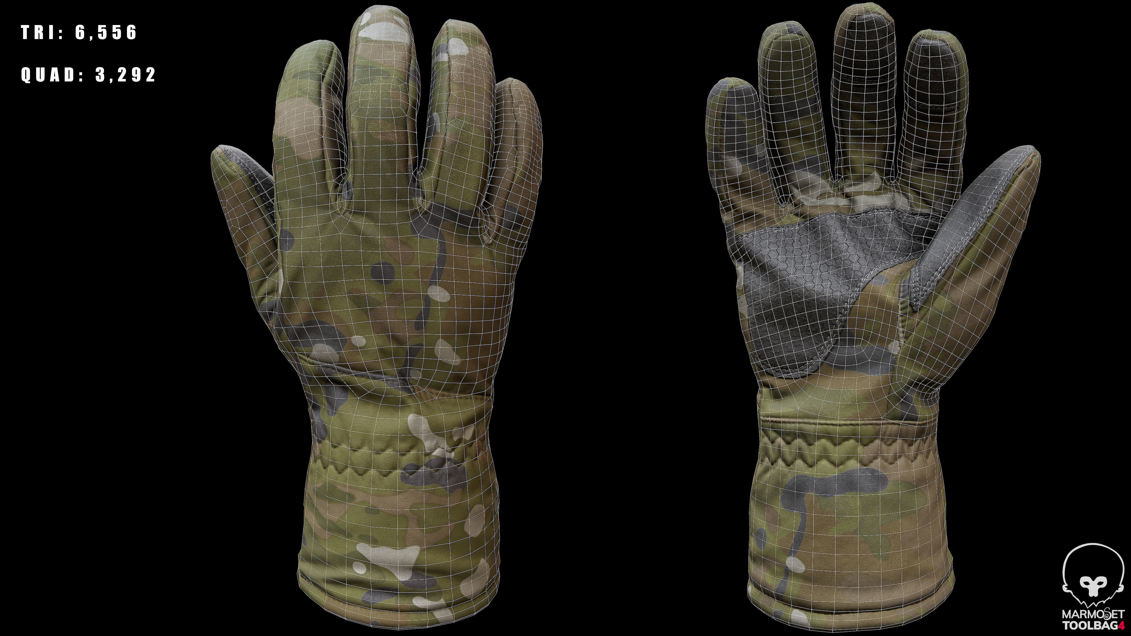 Winter Gloves 007 Low-poly 3D model_2