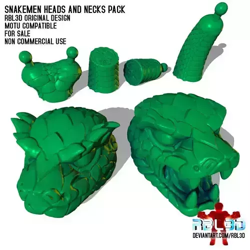 Snakemen heads and necks pack -Motu compatible- 3D print model