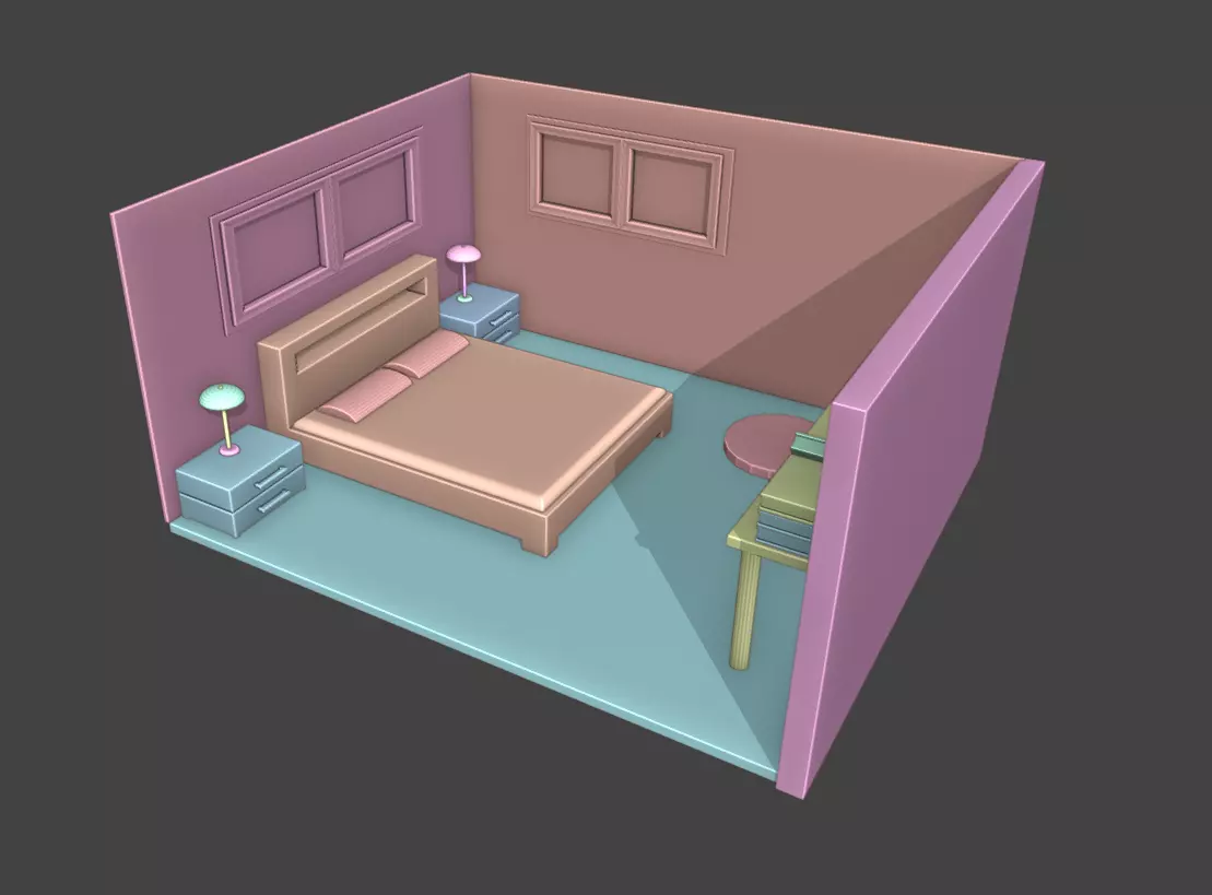 Simple House - Blender 3D - Architectural Low-poly 3D model_0