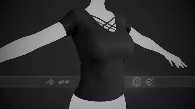 Female Black T-Shirt Style 1  Low-poly 3D model