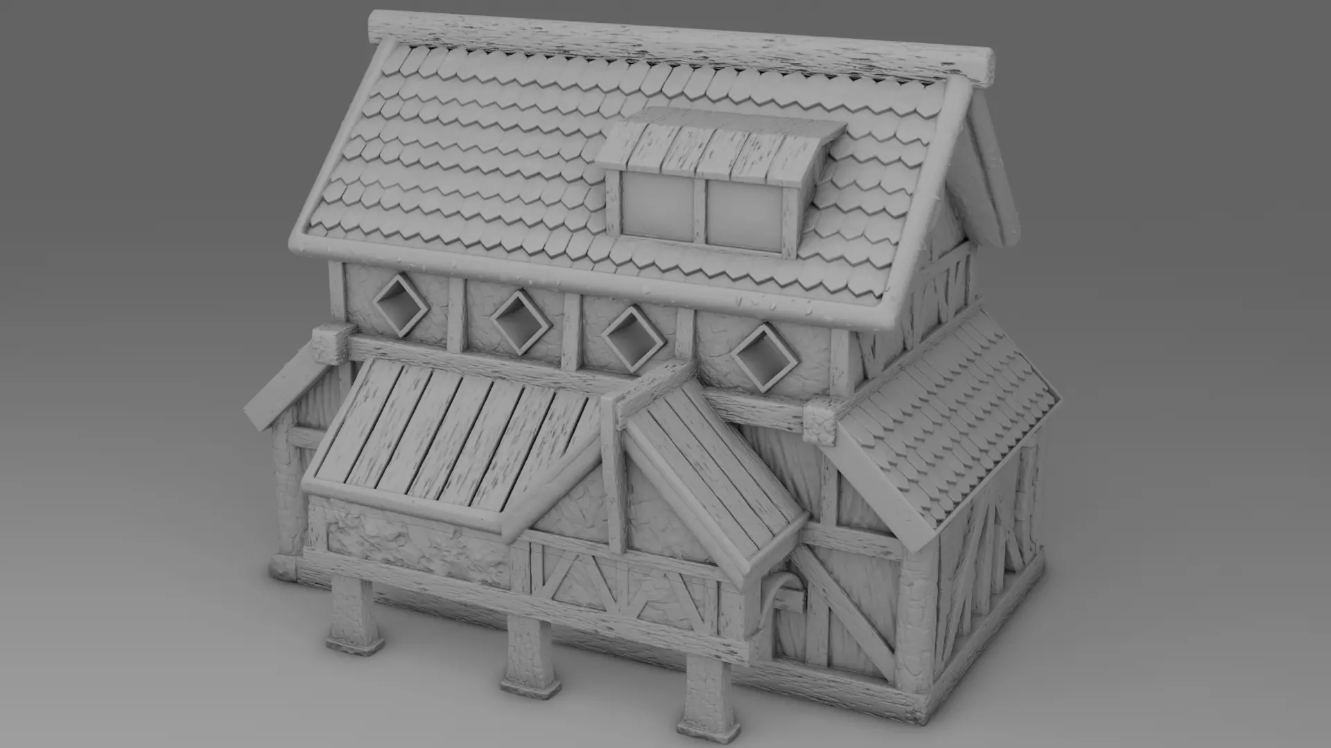 Stylized house for 3d printing 28mm 3D print model