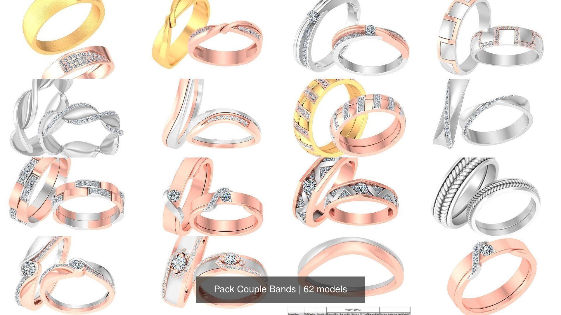 Pack 62 Couple Bands 3D Model Collection_6