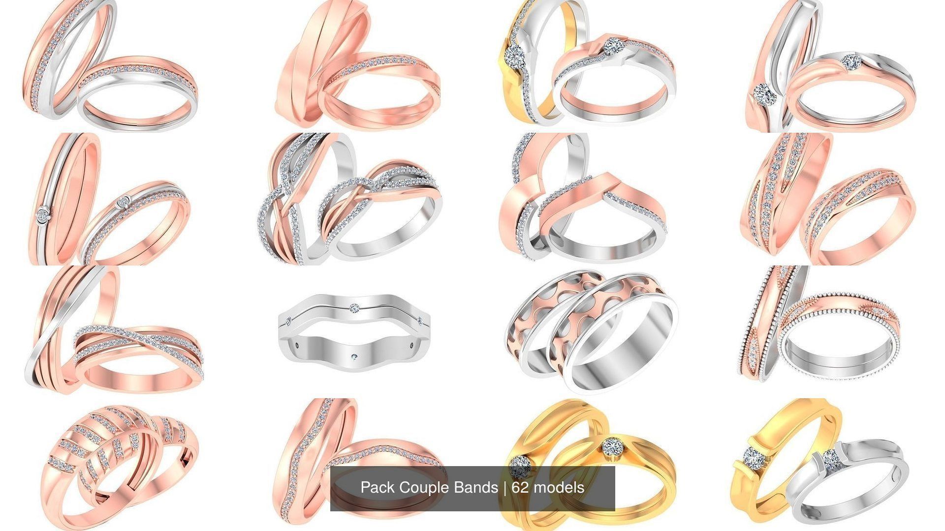 Pack 62 Couple Bands 3D Model Collection_4